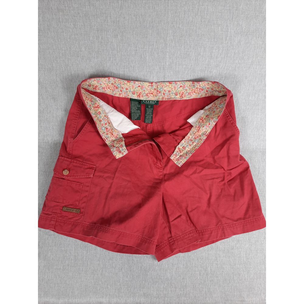 Lauren Ralph Lauren Women 12 Lightweight Lined Cargo Red Cotton Floral Short